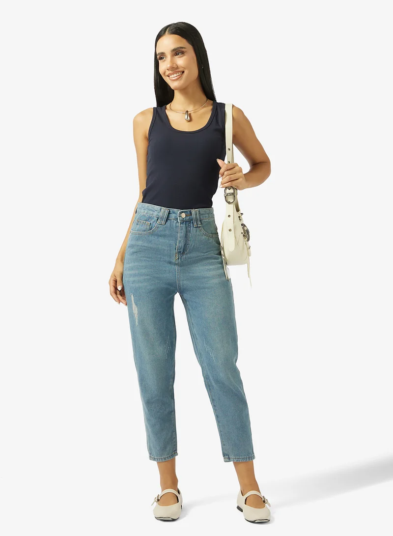Ginger High Rise Straight Fit Jeans